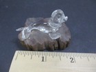 Small Vintage Handblown Glass Seal On Piece Of Wood