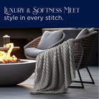 Luxury Modern Fleece Solid Striped Design Throw Blanket Light Gray  Cream  Turqo