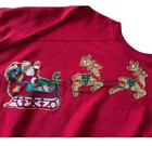 Vtg Xl 2x 3x Ugly Xmas Sweatshirt Red Santa Reindeer Applique Embroidery Ribbon