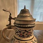 Antique German  Beer Stein Pewter  Lid 11 1 2 Inches Tall