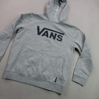 Vans Boys Youth Size L Gray Pullover Hoodie Sweatshirt Big Logo Kangaroo Pocket