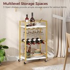 Bar Cart For Home Mini Rolling Wine 3 Tier Serving Kitchen Storage With Rack