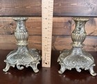 Vintage Pair Ornate Silver Plated Candlestick Holders - Baroque victorian Style