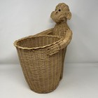 Monkey Waste Basket  Trash Can Wicker Woven Rattan Boho Retro Vintage