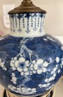 Antique Chinese 19th C  Pair Of Blue And White Prunus Ginger Jar Table Lamps
