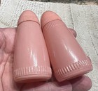 Vintage Pink Glass Salt Pepper Shakers-plastic Lids