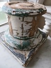 Old Chippy White Green Wood Architectural Column Base Capital Pedestal Riser