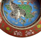 Vintage 50s Chinese Cloisonn   Magnifier Pendant Loupe Crane Lotus Floral Motif