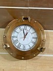 Nautical 12  Brass Antique Ship Boat Porthole Clock Roman Numerals White Display