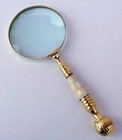 Vintage Brass Magnifying Glass  Mother Of Pearl Handle  Map Reading Gift For Eve
