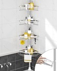 Rustproof Shower Corner Caddy 4 Shelves Tension Pole Silver 34 To 116 Inch