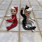 Vintage 1950 Cute Devil Suit Pixie Red   Black Candle Huggers