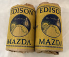 Vintage Edison Mazda Green Lamp Bulb 40w 1920s Pair Og Packaging Working Nos