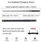 Octagonal Jian Manganese   steel Blade Brass Fittings Painted Iron Scabbard Sword