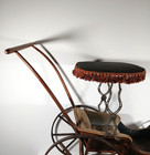 Antique Victorian Doll Carriage With Fringed Tiltable Canopy Painted Black   Red