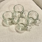 Set Of 4 Vintage 10 Oz  Clear Glass Mugs Made In Usa
