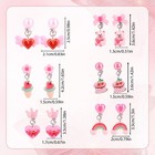 6 Pairs Kids Clip On Earrings  Colorful Resin   Rubber  No-pierce  Cute Designs