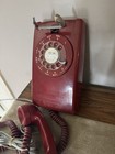 Vtg Bell System Western  Electric Rotary Dial Wall Phone Dark Red  Untested