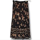 Together Vintage Maxi Skirt Size 8 Dark Brown Floral Pleated Button Front Modest