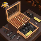 Spanish Cedar Cigar Humidor Box With Accessories And Humidifier - Glass Cover An