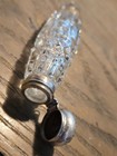 Vintage antique Crystal Glass Scent Bottle-silver Snap Cap  2200