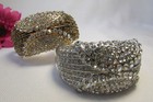 Women Bracelet Retro Fashion Jewelry Gold Silver Metal Bling Dressy Cuff Fancy