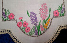 Charming Cottage Flowers  Vintage Hand Embroidered Centrepiece