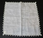 Vintage White Linen Handkerchief With Crochet Lace Edge 11 Inch