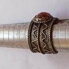 Rare Vintage Silver Ring Engraved Red Stone Viking Style Collectible Piece