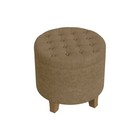 Homepop Large Round Button Tufted Storage Ottoman Mocha Velvet  Elegant