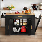 53 Inch Large Rolling Kitchen Island With Trash Can Storage Cabinet Island Table