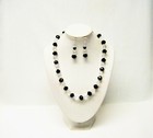 Clear Crystal black Faceted Glass Bead Princess Necklace earrings Set 