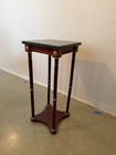 Vintage Neoclassical Mahogany Plant Stand Pedestal - Green Marble