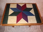 Vntg Handcrafted Wood Decorative Step Stool Footstool Heart Cutout Quilted Top