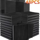 48 Pack Acoustic Foam Panel Wedge Studio Soundproofing Wall Tiles 12 x12 x1 