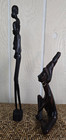 Hand Carved African Tribal Wood Sculptures 1- Woman Sitting   1- Woman W  Child