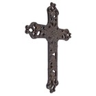 Cast Iron Fleur De Lis Wall Cross Rustic Finish Victorian 9 1 2 X 6 1 2 Inch