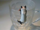 Vintage 1950 s Miniature Hagen Renaker Climbing Siamese Cat With Goldfish