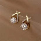 Womens 18k Gold Plated Hoop Earrings Crystal Drop Dangle Elegant Fashion Jewelry