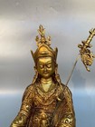 12 old Tibet Buddhism Pure Bronze Gilt Guru Padmasambhava Rinpoche Buddha Statue
