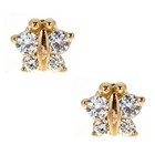 14k Solid Gold Baby Butterfly Screw Back Cz Earrings 6mm Children s Studs