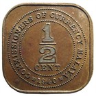 1940 British Malaya 1 2 Cent Coin - George Vi - Km 1 - Singapore  Malaysia