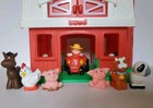 Vintage Fisher Price Hinged Red Barn 1995  2590 Little People Farm barn   Animal