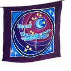 Prayer Flag Moon   Dragonfly Flower Of Life Mandala Wall Hanging Bali Batik Art