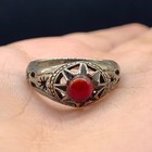 Unique Rare Ancient Roman Coral Stone Mix Silver Antique Ring