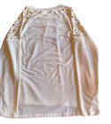 Michael Kors Women Long Sleeve Top Blouse Gold Tone Stud Size Medium New