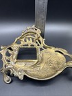 Vtg Ornate Gold Cast Brass Ink Well Stand Art Deco Nouveau Victorian Trinket