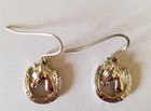 Silver Plated Kentucky Derby Horse   Horseshoe Dangle Hook Earrings Women Usa