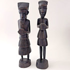 Pair Vtg Carved African Tribal Folk Art Ebony Wood Heavy Man Woman 12  Sculpture