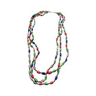 Antique Blue Green Red Purple Venetian Art Glass Trade Bead Necklace Vn838